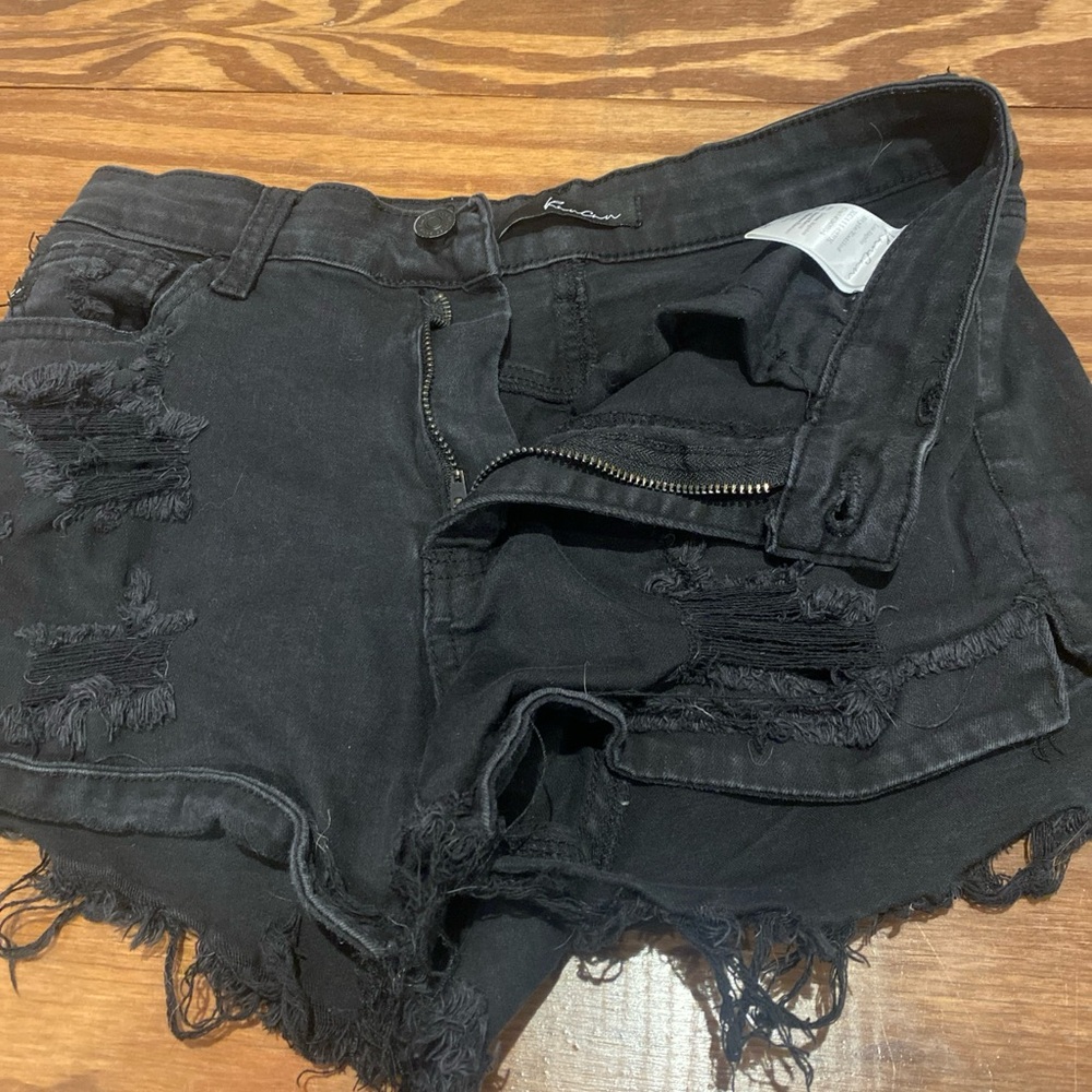 Black Distressed Denim Shorts